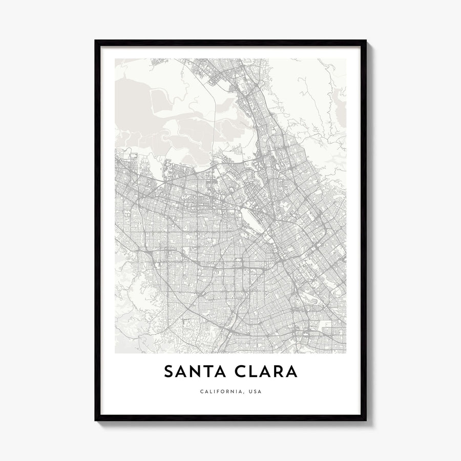 Santa Clara Map Poster, framed poster mockup