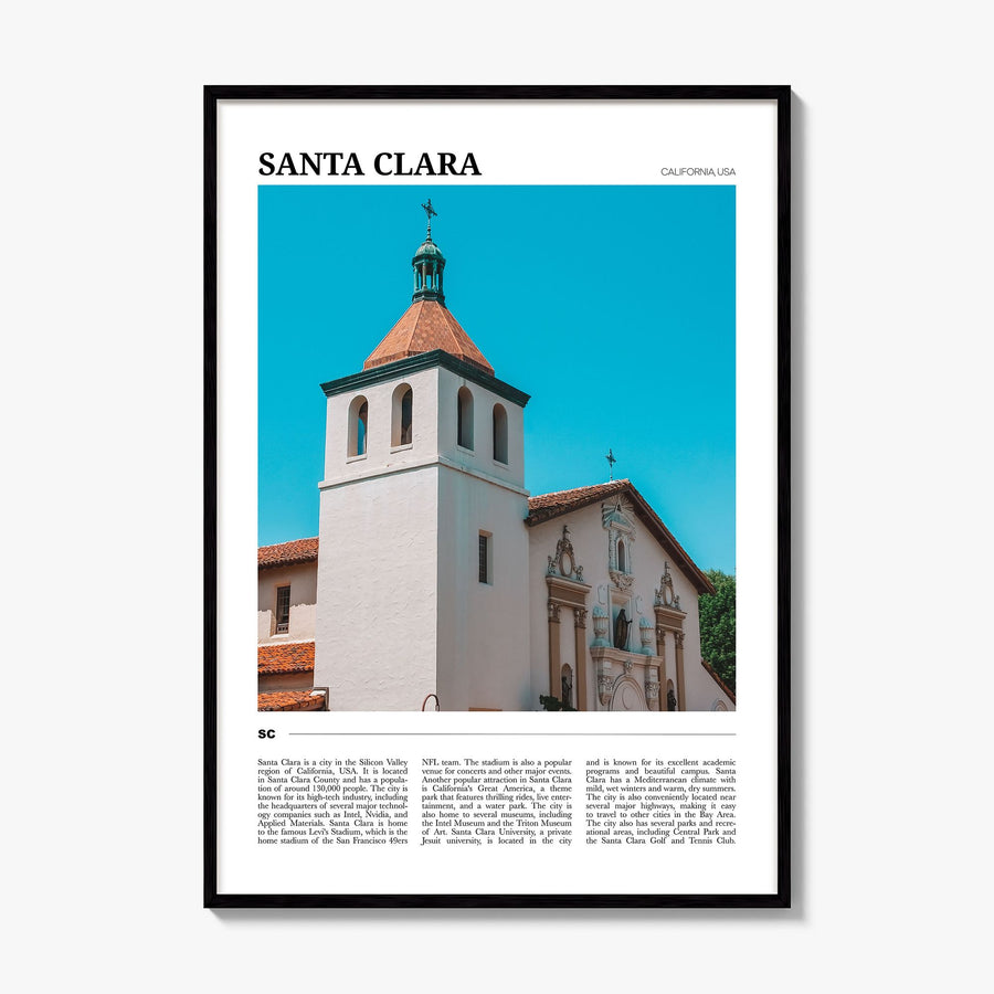Santa Clara Travel Poster, framed poster mockup