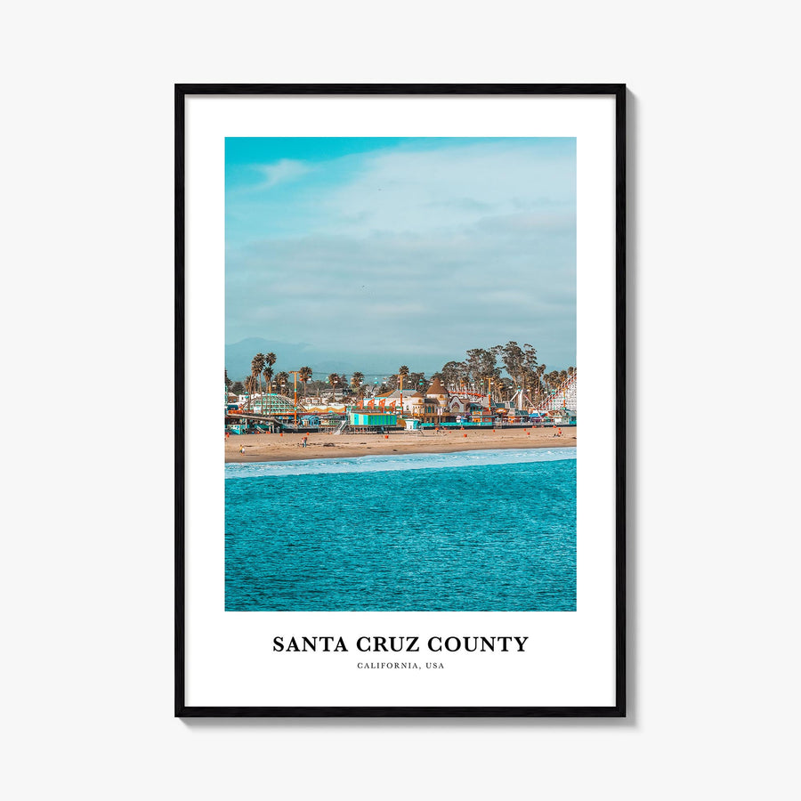 Santa Cruz County colorful classic poster of California, USA – vertical wall art, unframed print shown in interior mockup