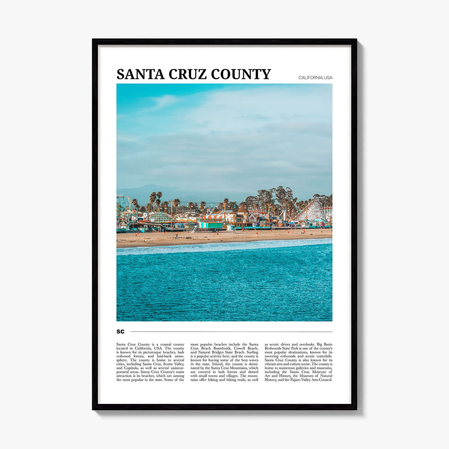 Santa Cruz County Travel Poster, framed poster mockup