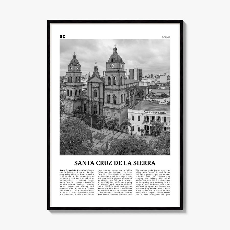 Santa Cruz de la Sierra Newspaper Poster, framed poster mockup