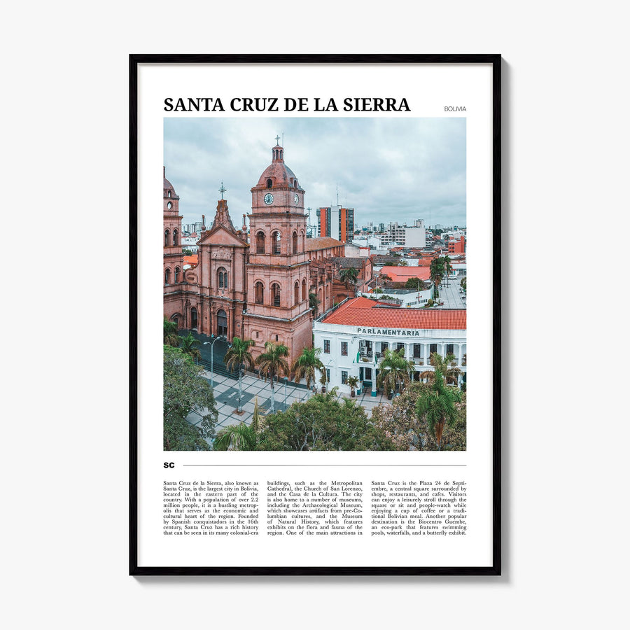 Santa Cruz de la Sierra Travel Poster, framed poster mockup