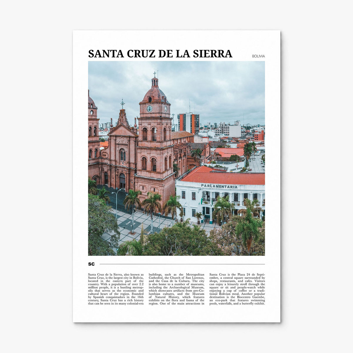 Santa Cruz de la Sierra Travel Poster, print only (unframed)