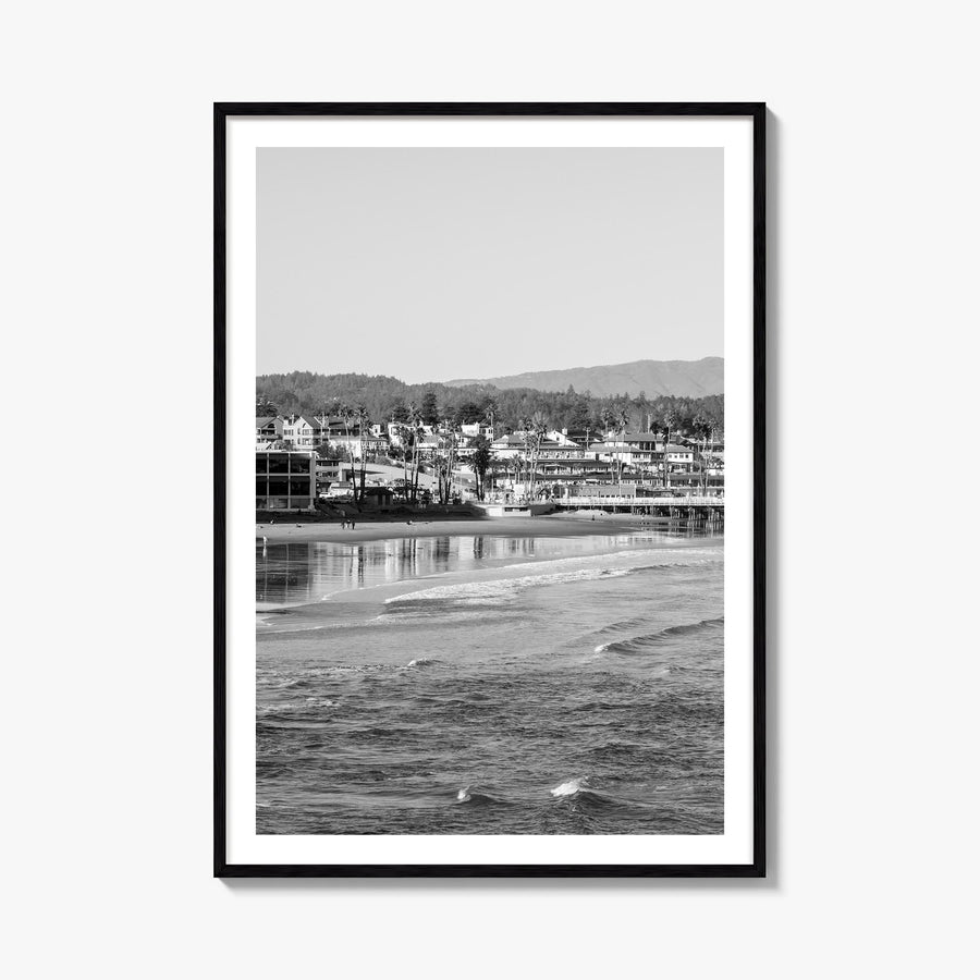 Santa Cruz no. 1 black & white photo poster of California, USA – vertical wall art, unframed print shown in interior mockup