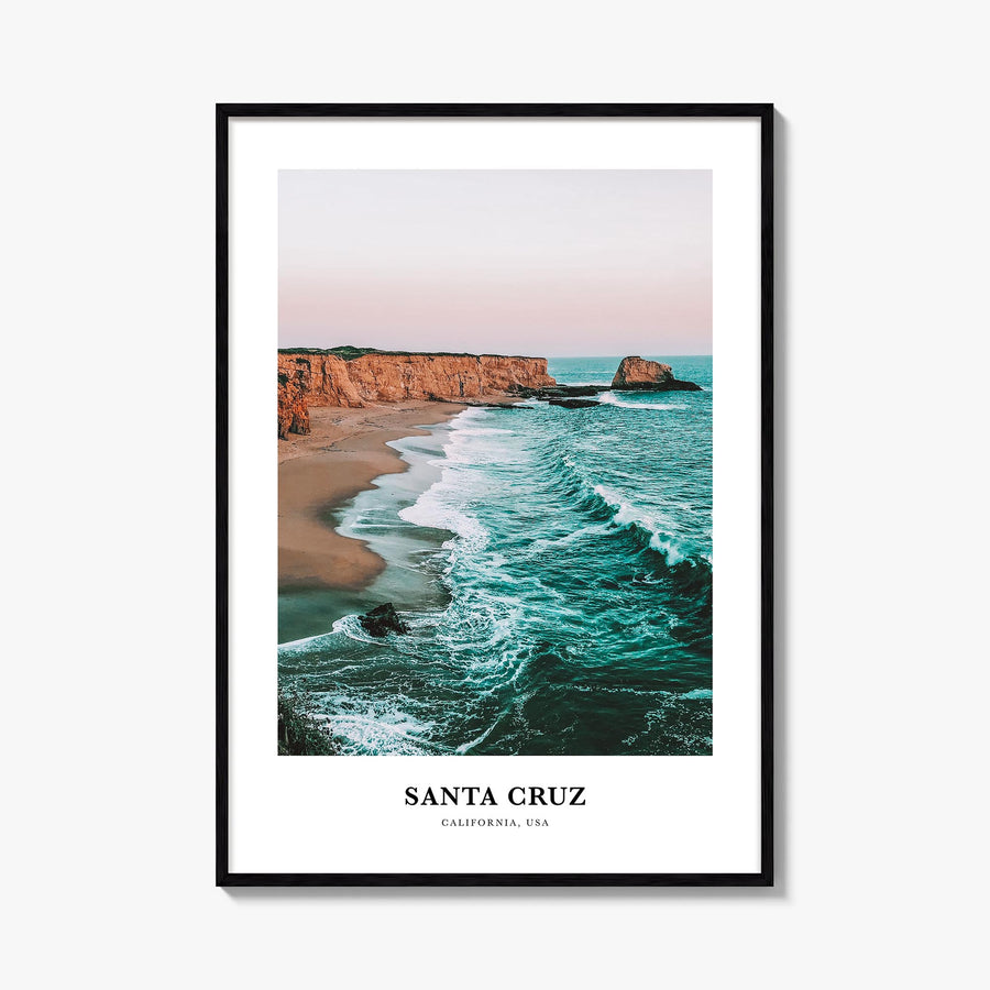 Santa Cruz no. 1 colorful classic poster of California, USA – vertical wall art, unframed print shown in interior mockup