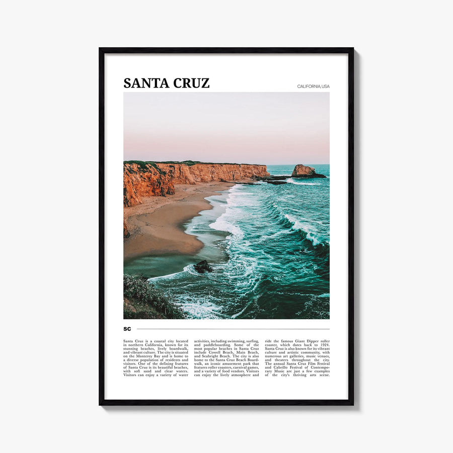 Santa Cruz no. 1 colorful travel poster of California, USA – vertical wall art, unframed print shown in interior mockup