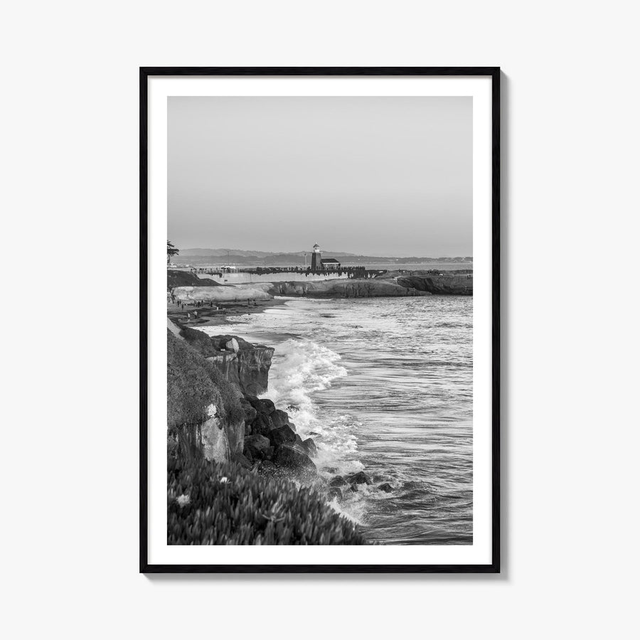 Santa Cruz no. 2 black & white photo poster of California, USA – vertical wall art, unframed print shown in interior mockup