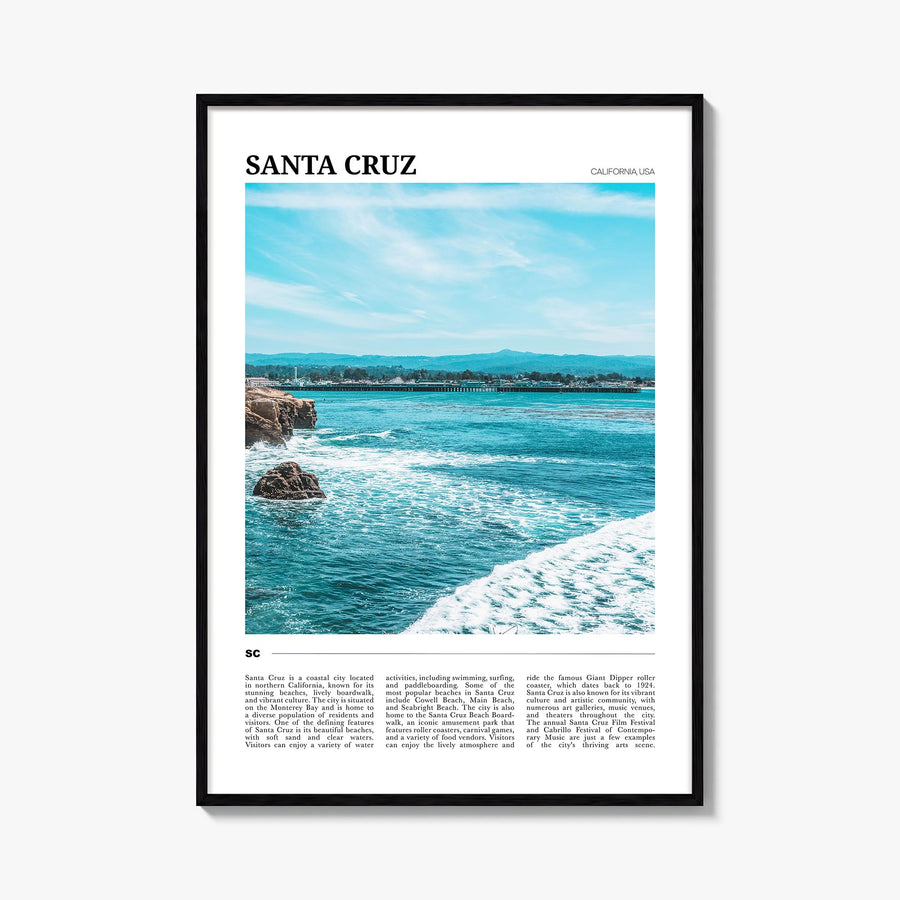Santa Cruz no. 2 colorful travel poster of California, USA – vertical wall art, unframed print shown in interior mockup