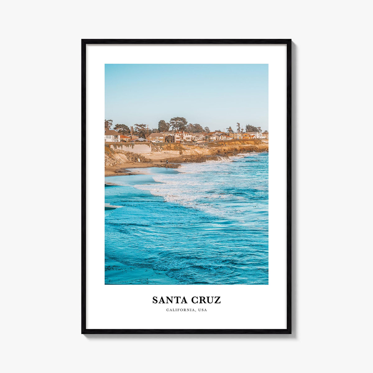 Santa Cruz no. 3 colorful classic poster of California, USA – vertical wall art, unframed print shown in interior mockup