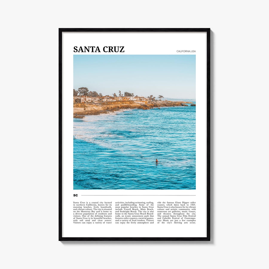 Santa Cruz no. 3 colorful travel poster of California, USA – vertical wall art, unframed print shown in interior mockup