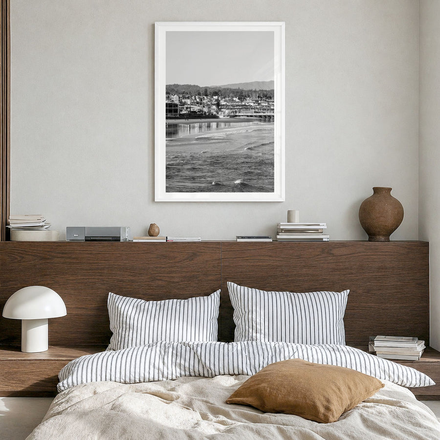 Santa Cruz, California Photo No 1 Poster in a white wood frame, hanging in a bedroom, white border