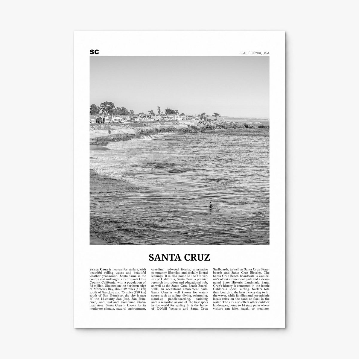 Santa Cruz, California Newspaper No 2 Poster, print only (unframed)