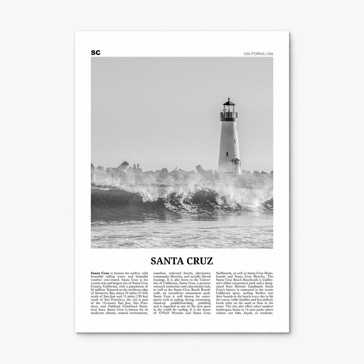 Santa Cruz, California Newspaper No 3 Poster, print only (unframed)