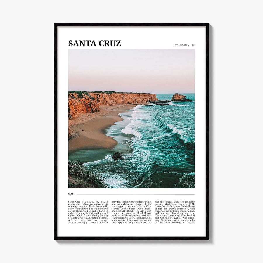Santa Cruz, California Travel No 1 Poster, framed poster mockup