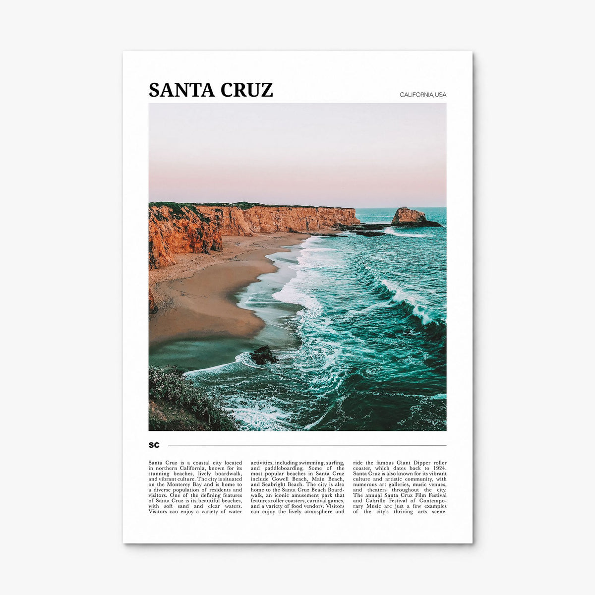 Santa Cruz, California Travel No 1 Poster, print only (unframed)