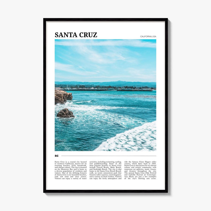 Santa Cruz, California Travel No 2 Poster, framed poster mockup