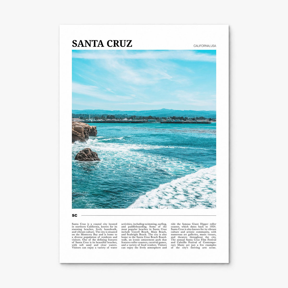 Santa Cruz, California Travel No 2 Poster, print only (unframed)