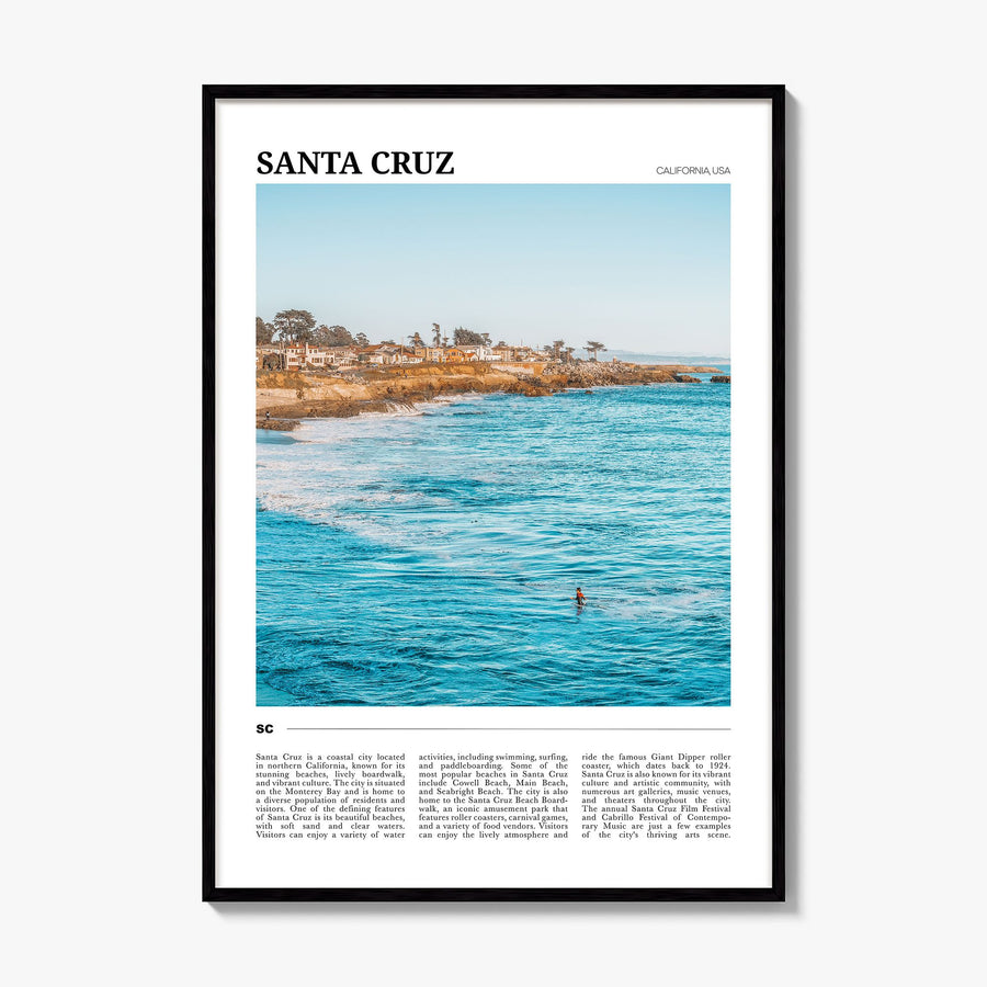 Santa Cruz, California Travel No 3 Poster, framed poster mockup