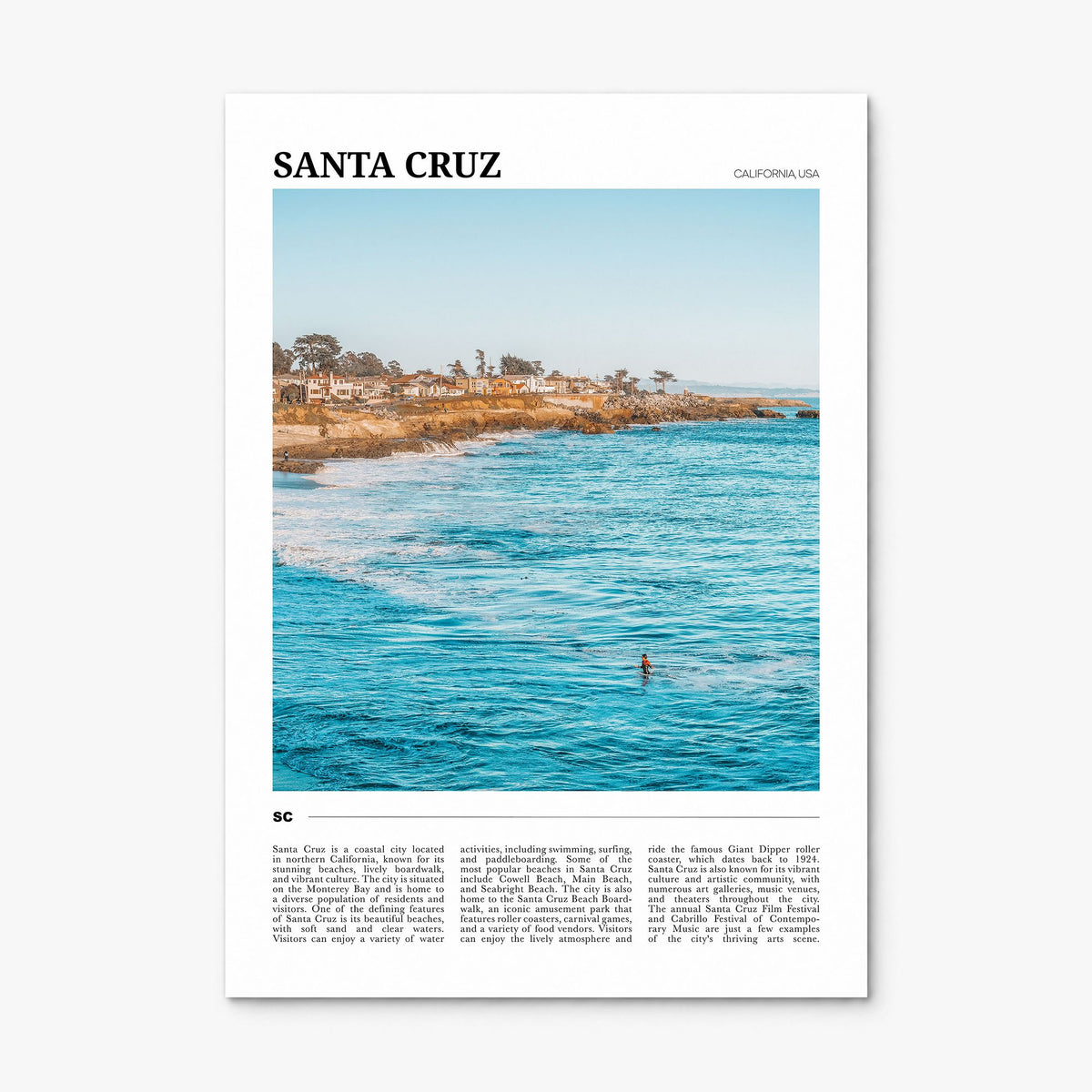 Santa Cruz, California Travel No 3 Poster, print only (unframed)