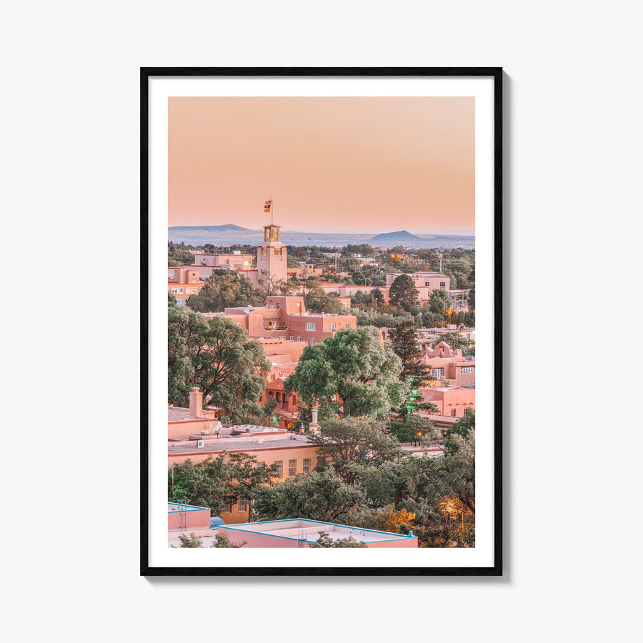 Santa Fe colorful photo poster of New Mexico, USA – vertical wall art, unframed print shown in interior mockup