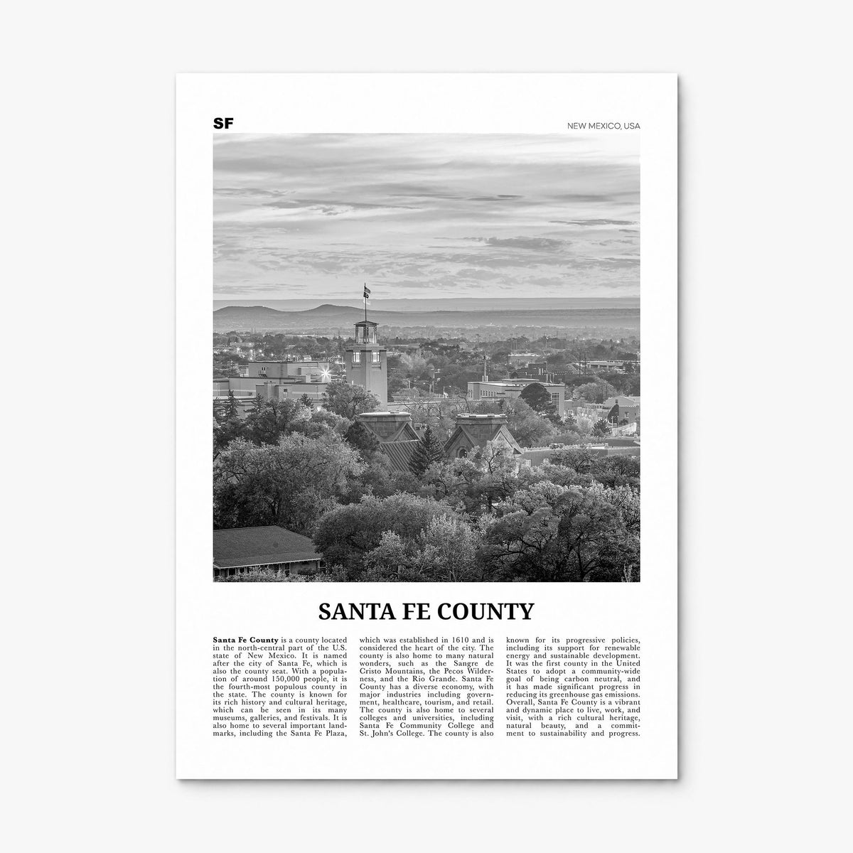 Santa Fe County Newspaper Poster, print only (unframed)