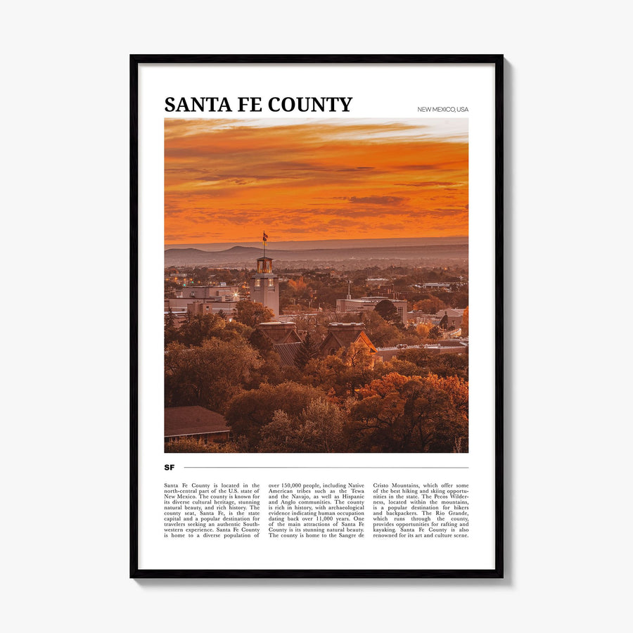 Santa Fe County Travel Poster, framed poster mockup