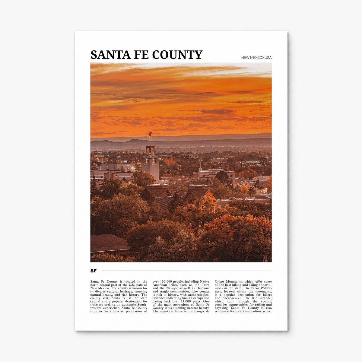 Santa Fe County Travel Poster, print only (unframed)