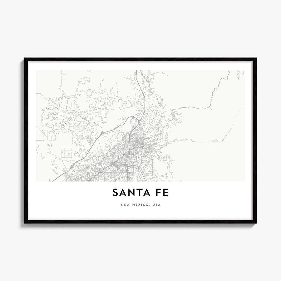 Santa Fe Map Poster, framed poster mockup
