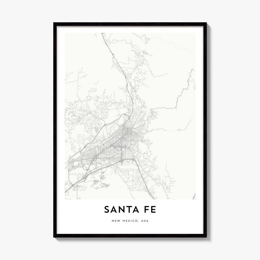 Santa Fe Map Poster, framed poster mockup