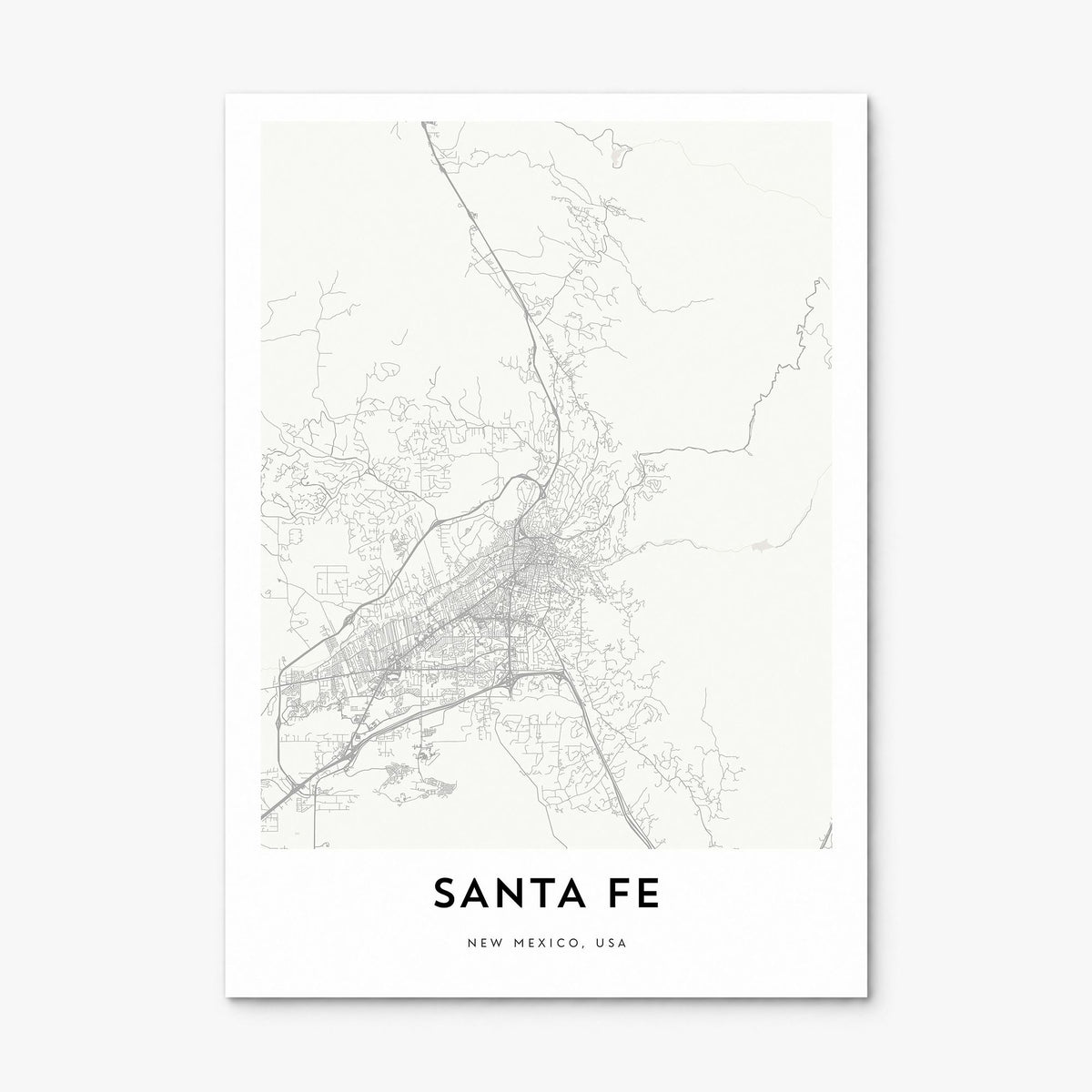 Santa Fe Map Poster, print only (unframed)