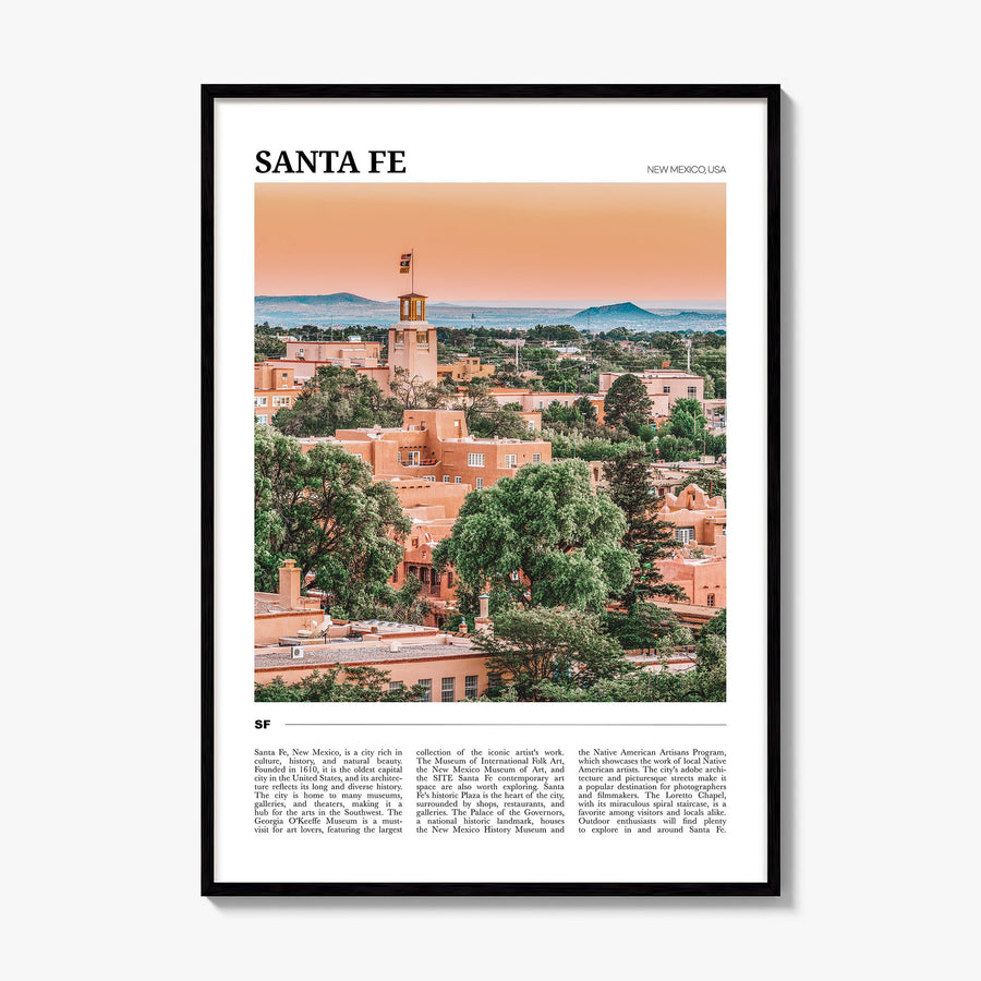 Santa Fe Travel Poster, framed poster mockup