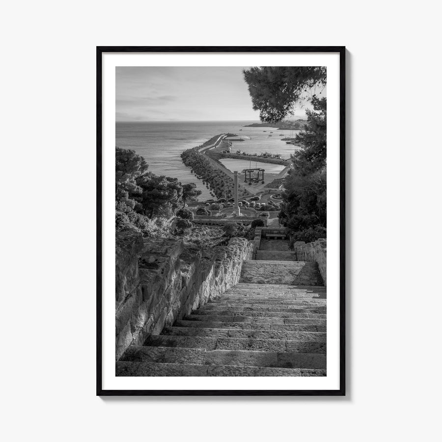 Santa Maria di Leuca black & white photo poster of Italy – vertical wall art, unframed print shown in interior mockup