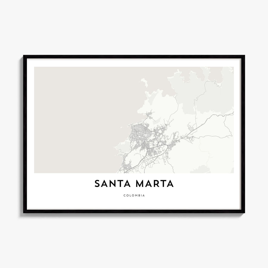 Santa Marta Map Poster, framed poster mockup