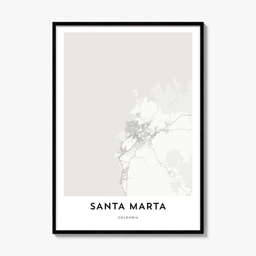Santa Marta Map Poster, framed poster mockup