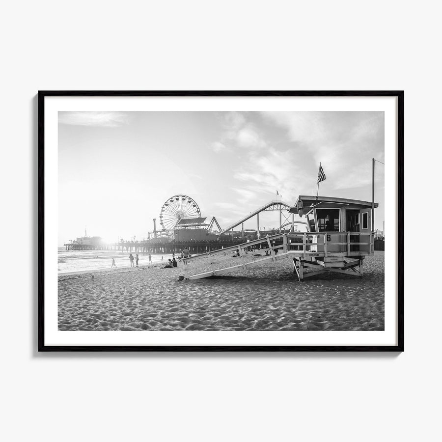 Santa Monica Photo Poster, framed poster mockup, white border