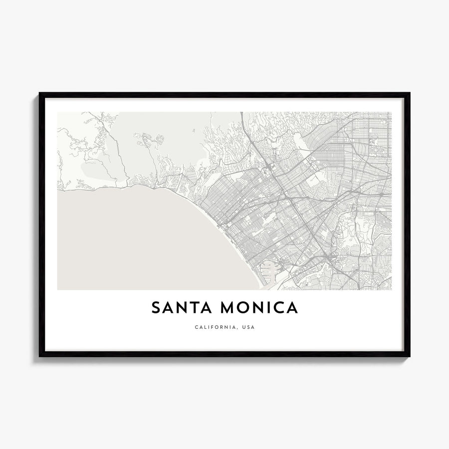 Santa Monica Map Poster, framed poster mockup