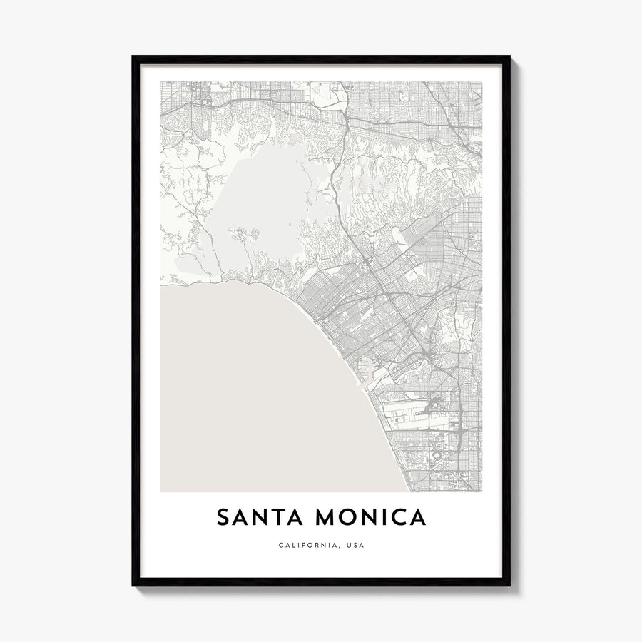 Santa Monica Map Poster, framed poster mockup
