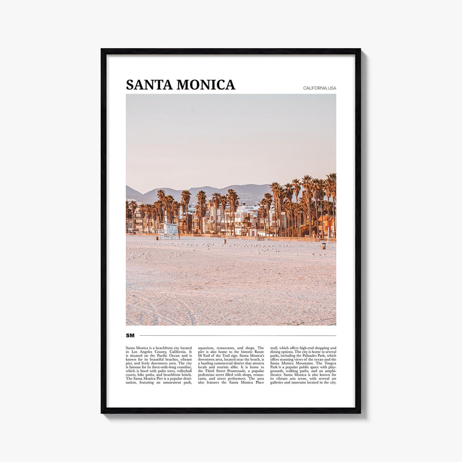 Santa Monica no. 1 colorful travel poster of California, USA – vertical wall art, unframed print shown in interior mockup