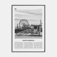 Santa Monica No 1 Poster Black Metal / 8x12 in Nbourhood Travel B&W Poster