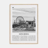 Santa Monica No 1 Poster Natural Wood / 8x12 in Nbourhood Travel B&W Poster