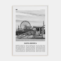 Santa Monica No 1 Poster White Wood / 8x12 in Nbourhood Travel B&W Poster