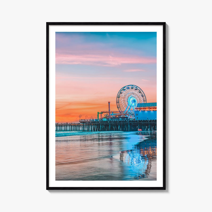 Santa Monica no. 2 colorful photo poster of California, USA – vertical wall art, unframed print shown in interior mockup