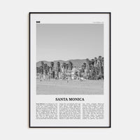 Santa Monica No 2 Poster Black Metal / 8x12 in Nbourhood Travel B&W Poster