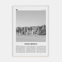 Santa Monica No 2 Poster White Wood / 8x12 in Nbourhood Travel B&W Poster