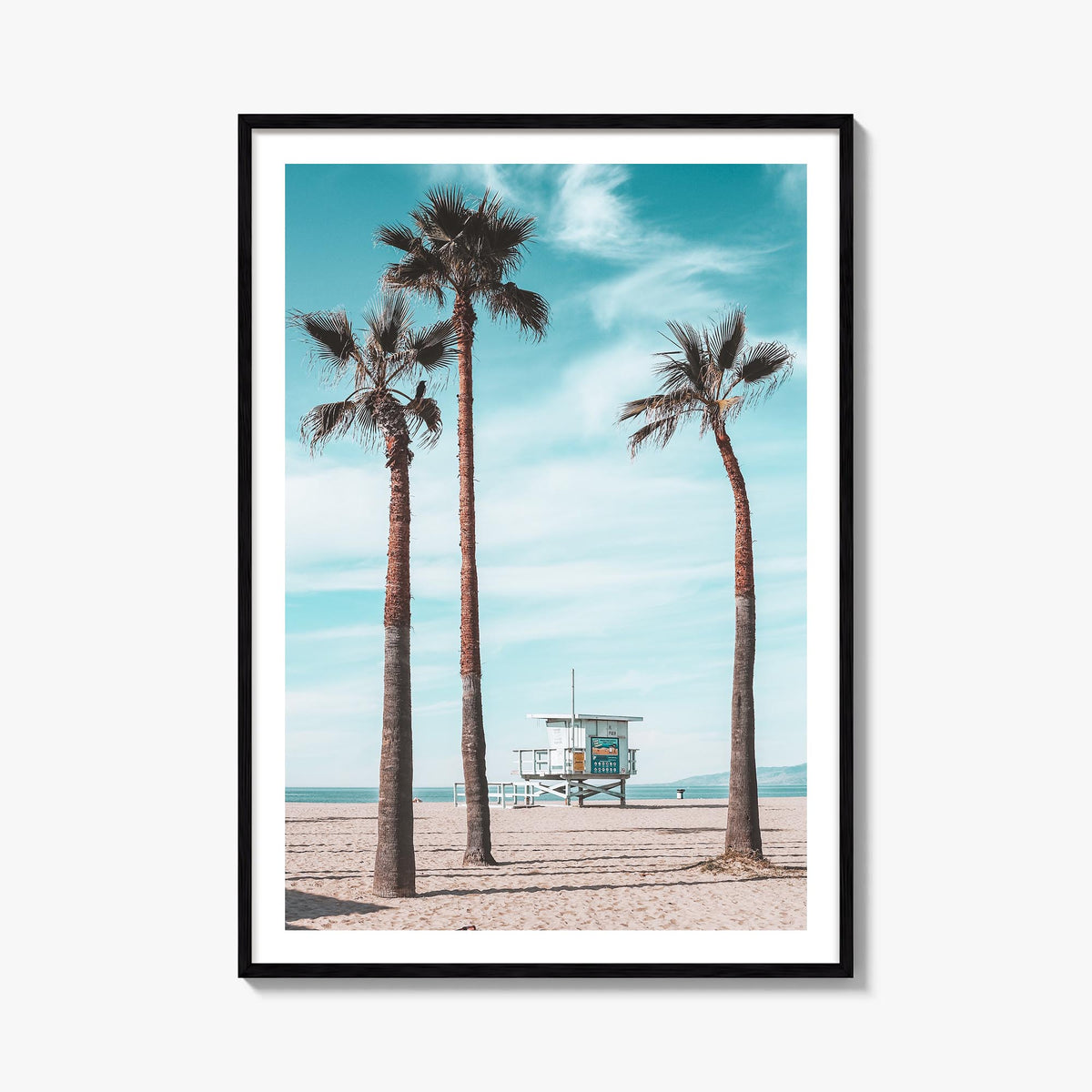 Santa Monica no. 3 colorful photo poster of California, USA – vertical wall art, unframed print shown in interior mockup