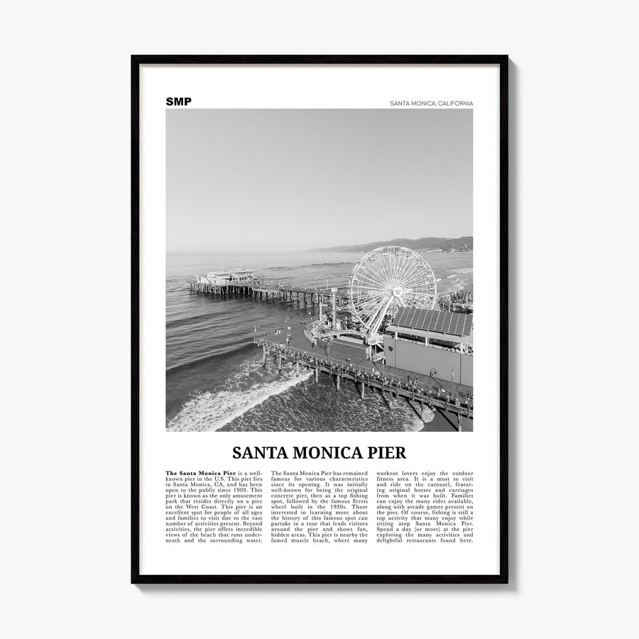 Santa Monica Pier Newspaper Poster, framed poster mockup