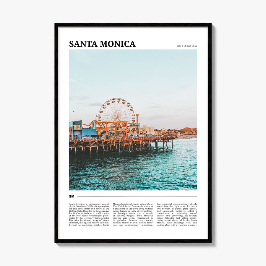 Santa Monica Travel No 2 Poster, framed poster mockup