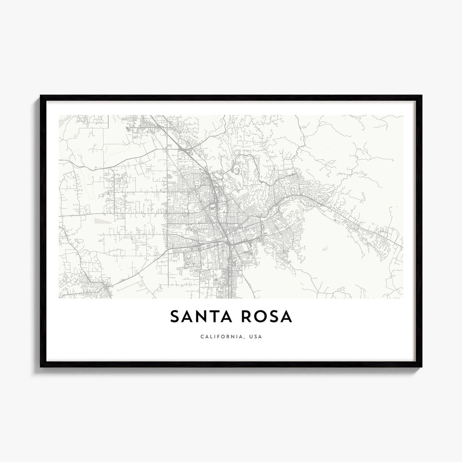 Santa Rosa Map Poster, framed poster mockup
