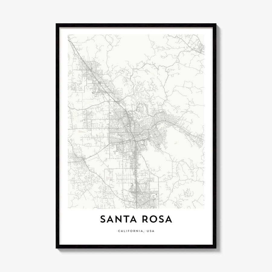 Santa Rosa Map Poster, framed poster mockup