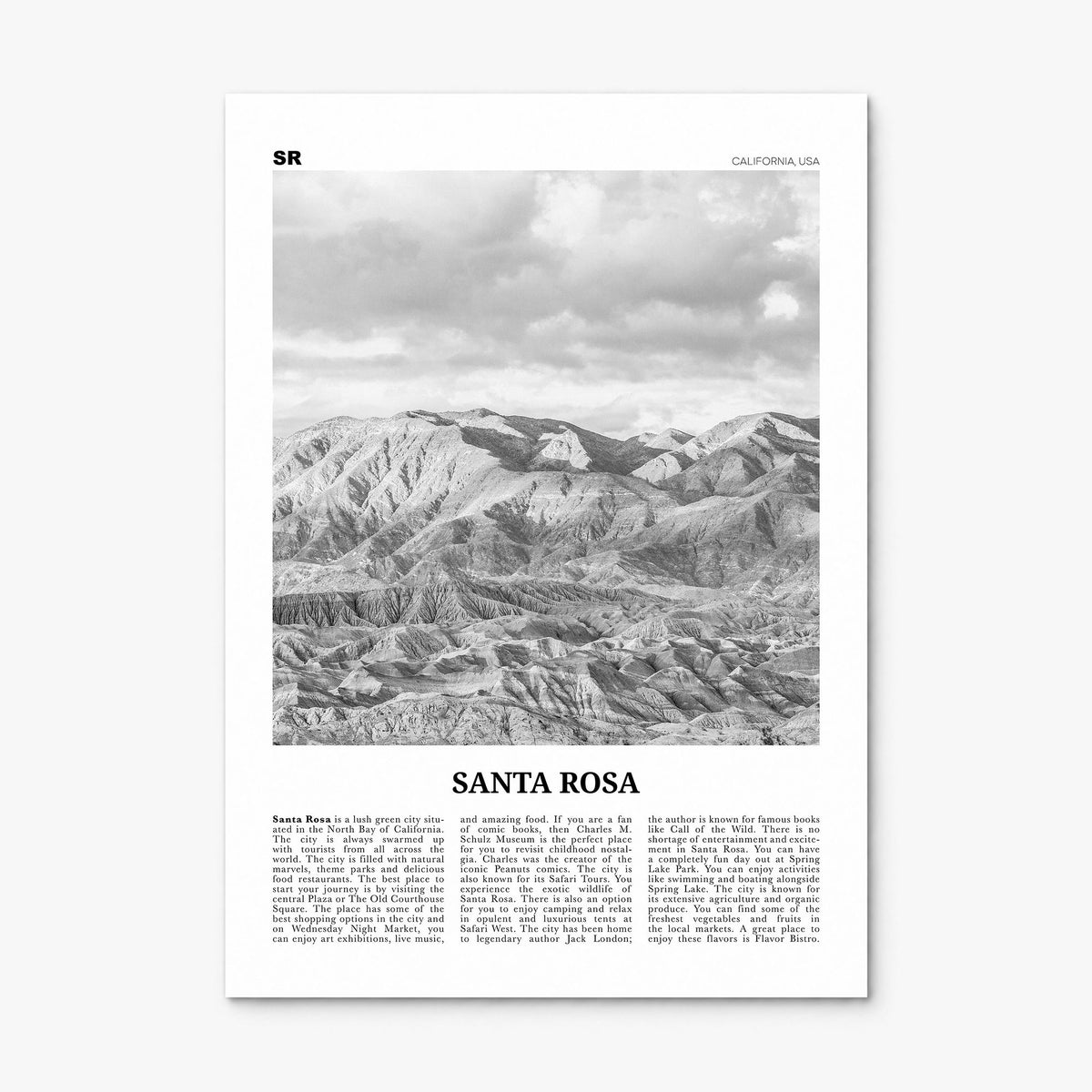 Santa Rosa Newspaper Poster, print only (unframed)